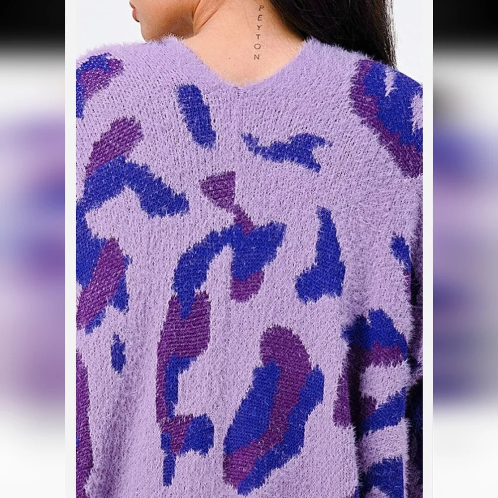 Privy leopard Angora Sweater Oversized Cardigan - Picture 5 of 10